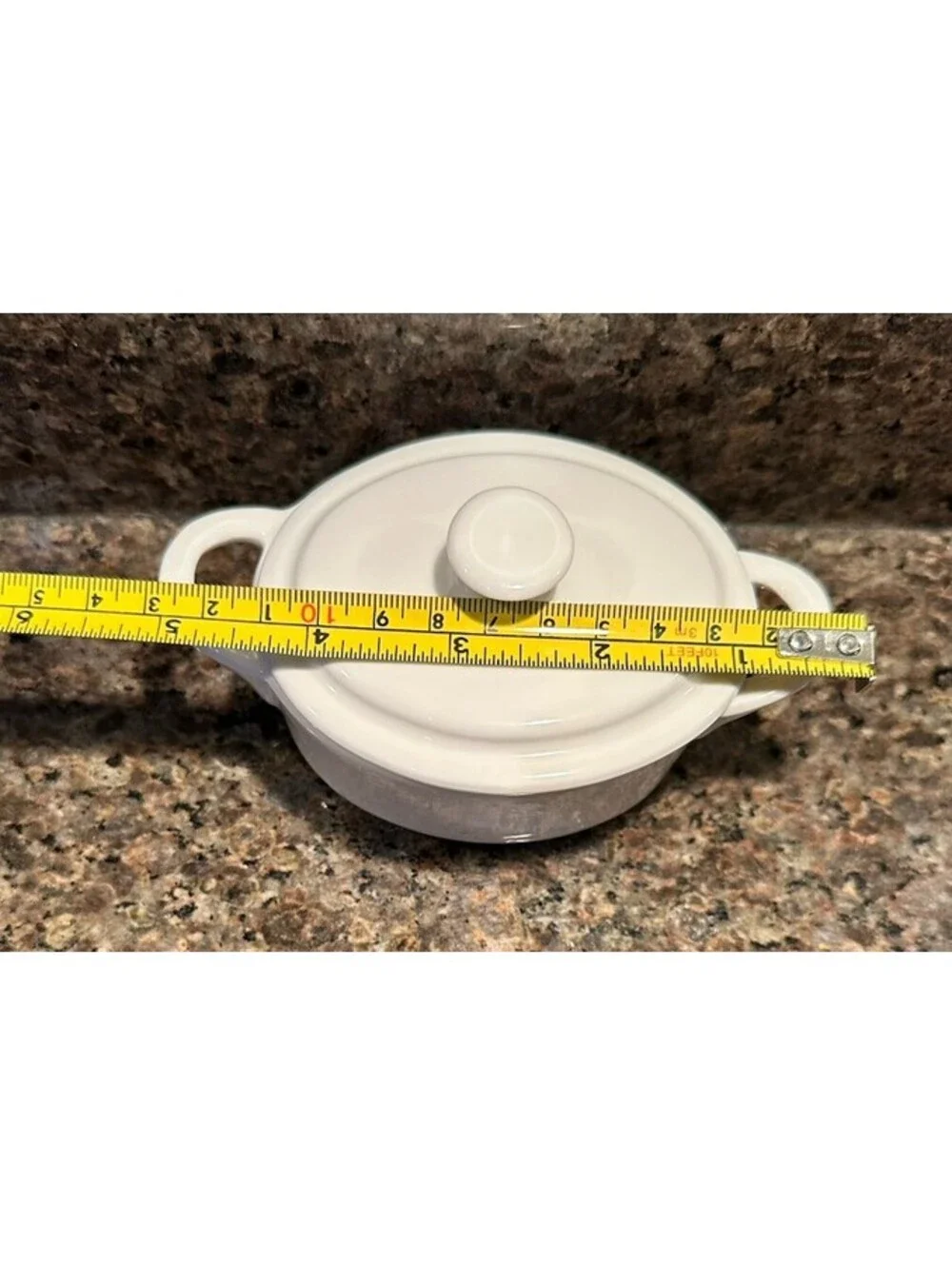 10 Strawberry Street White Mini Casserole Dish Lid Handles Ramekin Cocotte